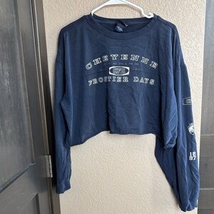 Navy Blue Cropped Long Sleeve Tee - Cheyenne Frontier Days